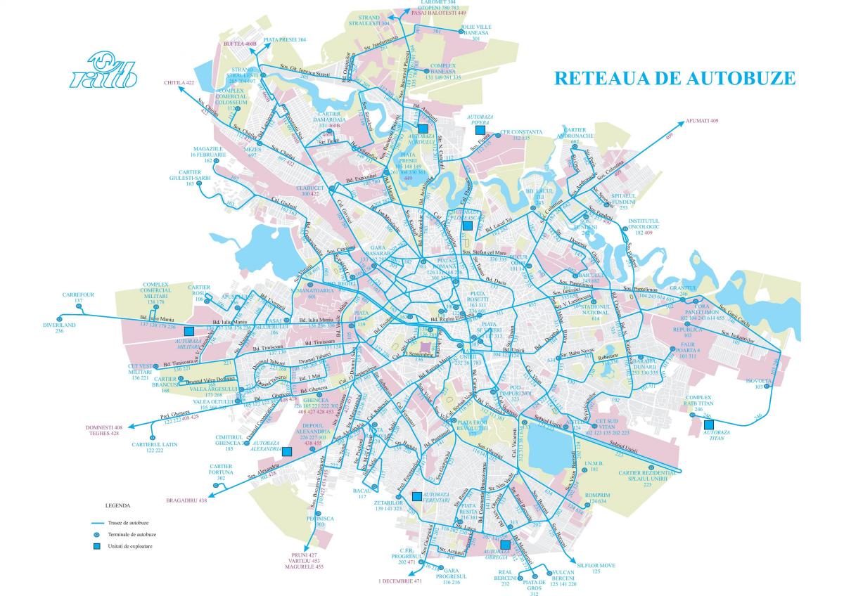 Mapa de la estación de autobuses de Bucarest