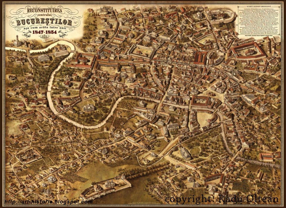Mapa antiguo de Bucarest