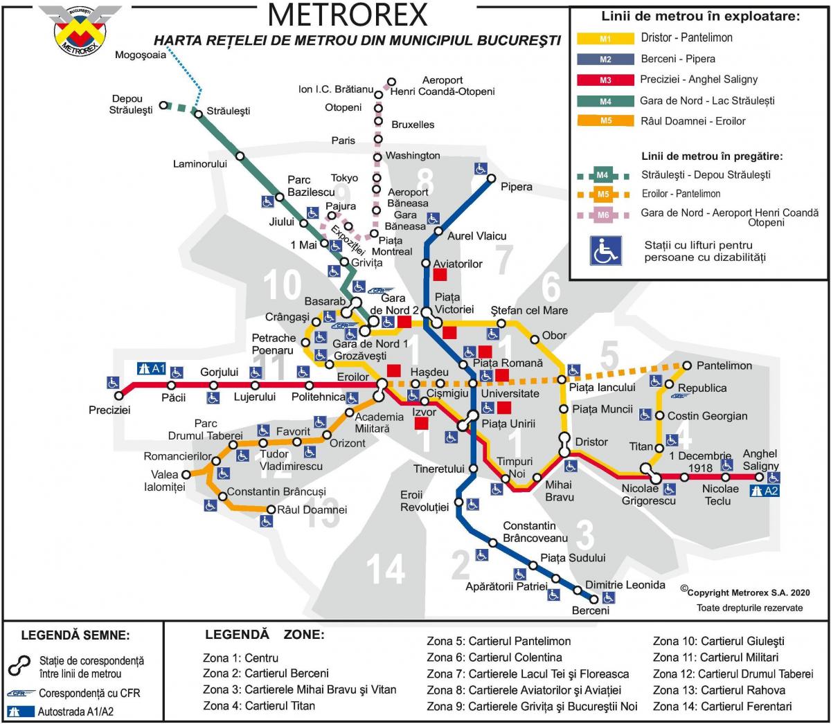 Mapa de las estaciones de metro de Bucarest