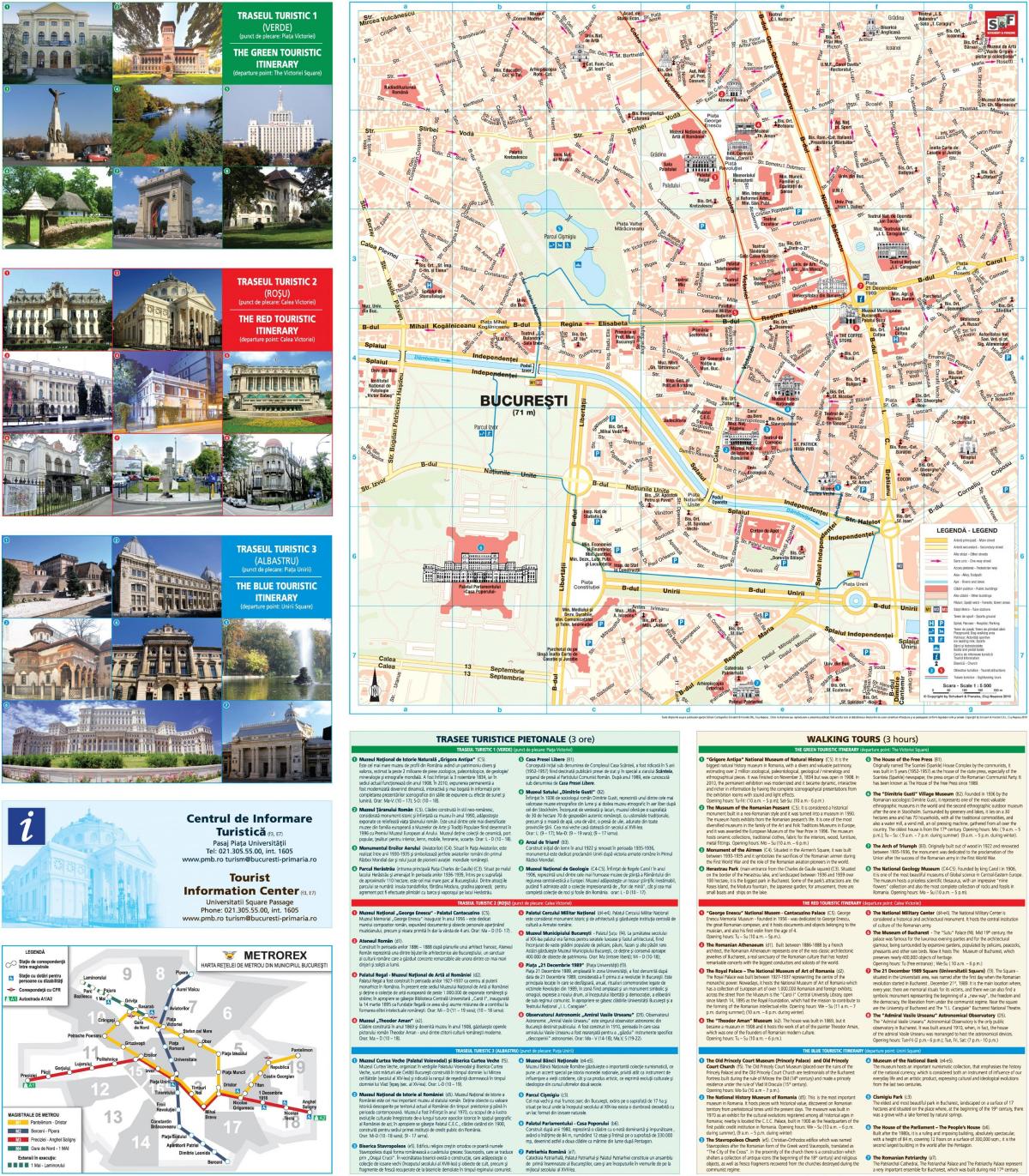Mapa de lugares de interés de Bucarest