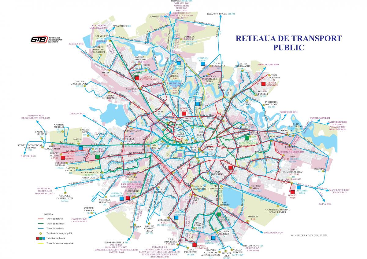 Mapa de transporte de Bucarest