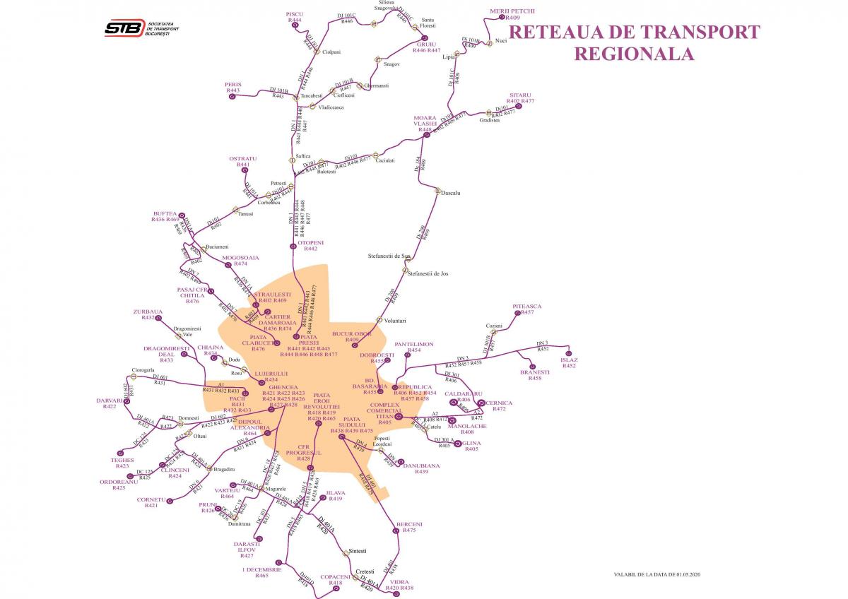 Mapa de las estaciones de tren de Bucarest