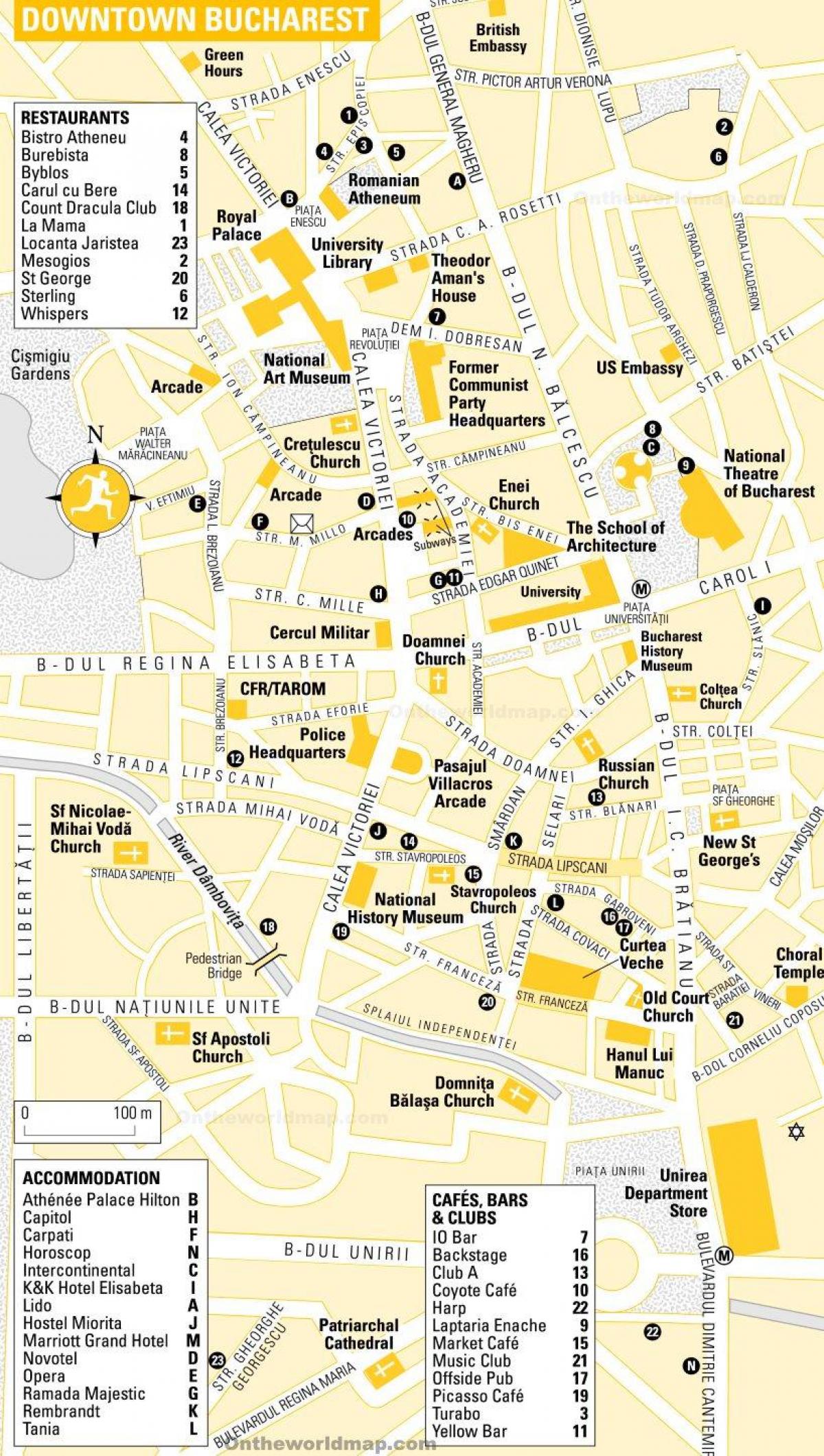 Mapa del centro de Bucarest